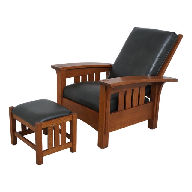 Stickley Mission Oak Morris Chair W. Ottoman For Sale