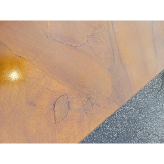 Mid 20th Century Mid 20th Century Vintage Boho Burl Olive Wood Campaign Style Coffee Table For Sale - Image 5 of 6