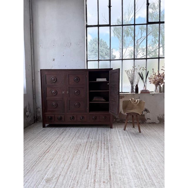 Wood Basque Wardrobe in Oak by Dudouyt, 1950s For Sale - Image 7 of 18