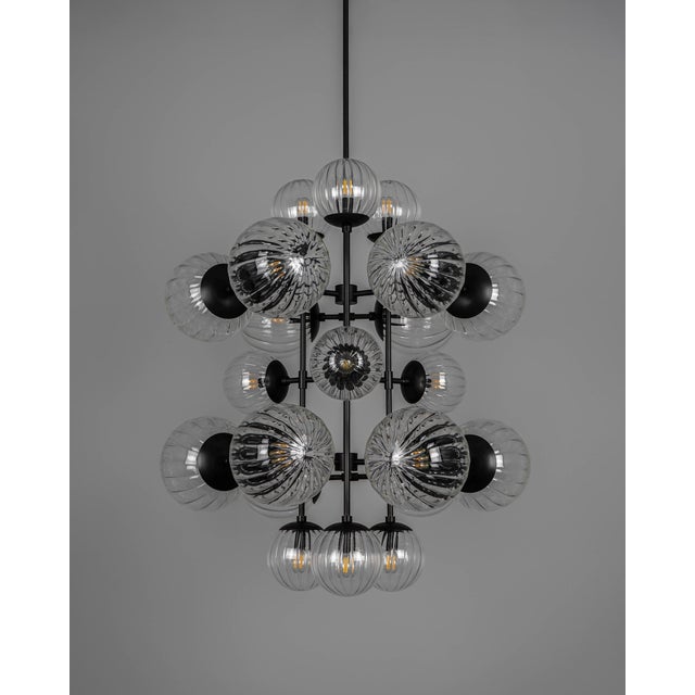 Schwung Globe Linear Chandelier, 21-Light, Brass Lbb, Black Gunmetal, Polished Nickel For Sale - Image 12 of 12