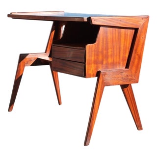 Small Geometric Desk in Mahogany and Blue Laminate by Vittorio Dassi for Dassi, 1950 For Sale