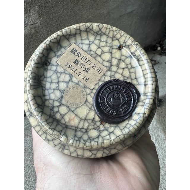 Rare Antique Chinese Ge Ware Crackle Glaze Vase - C. T. Loo Collection Export 1921 For Sale - Image 12 of 14