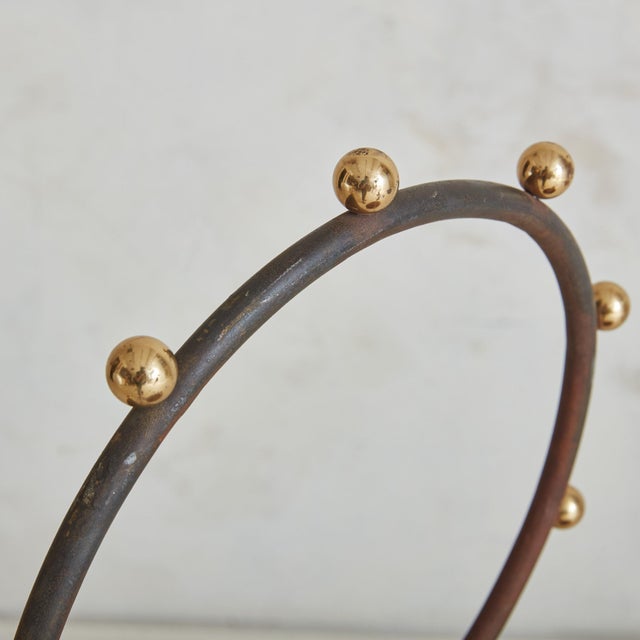 Brutalist Occasional Chair with Pleated Rust Velvet Cushion For Sale - Image 10 of 11