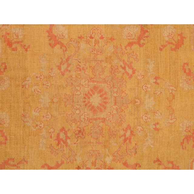 Antique Turkish Oushak Carpet, Handmade Oriental Rug, Gold, Taupe, Shrimp Coral For Sale - Image 9 of 18