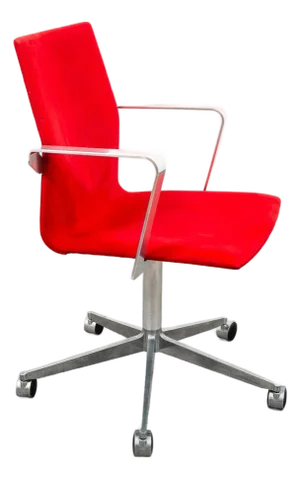 Mid Century Modern Office Chair Red Swivel Work Armchair Arne Jacobsen Suede MCM