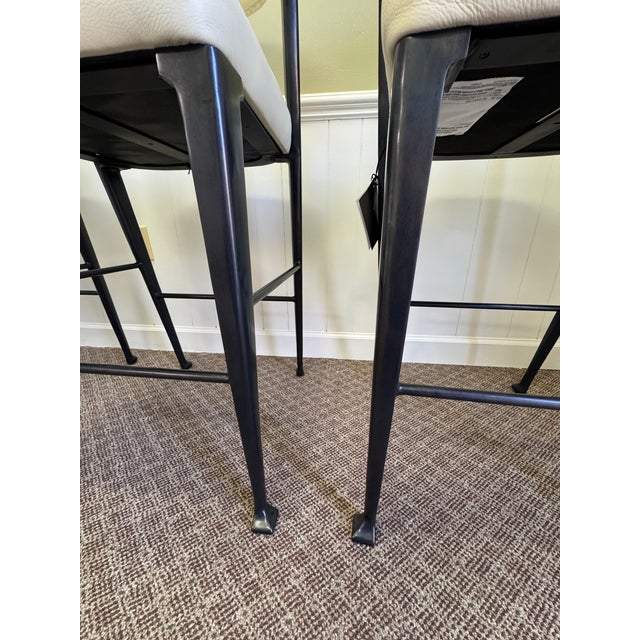 Milling Road Originals Vere Leather Counter Stool by Baker Furniture- Set of 3 For Sale - Image 9 of 12