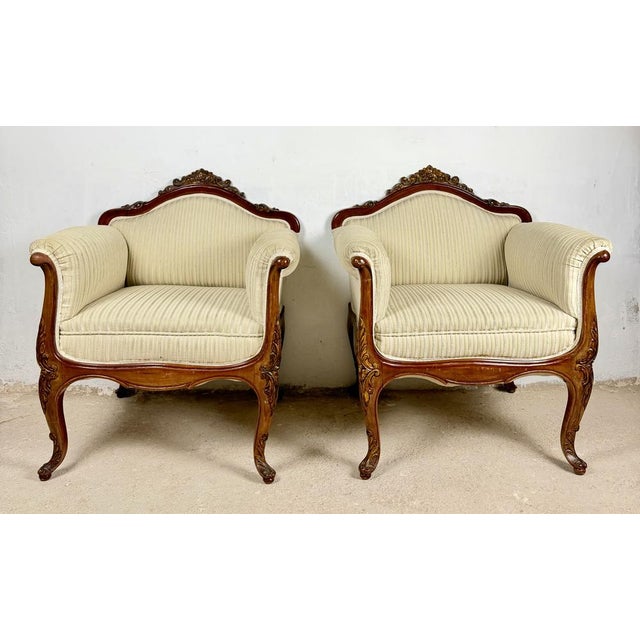 Louis XV French Armchairs, 1960s, Set of 2 For Sale - Image 4 of 14