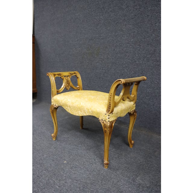 Mid 20th Century Italian Style Giltwood Vanity Bench With Carved Details For Sale - Image 5 of 11