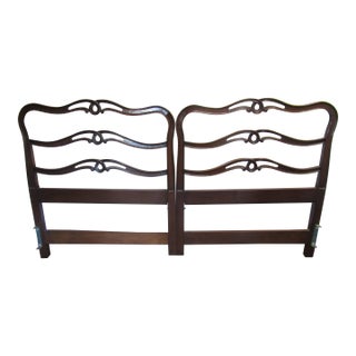 King Size Ribbon Back Solid Mahogany Headboard For Sale