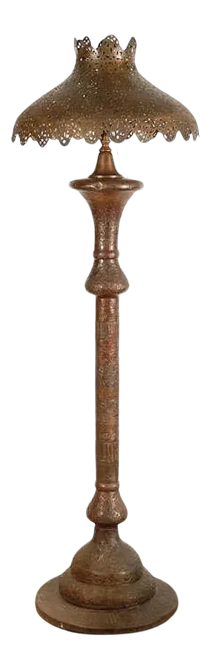 Antique Middle Eastern Moorish Islamic Brass Pierced Floor Lamp 19th Century