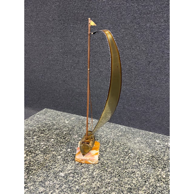 Demott Mid Century Demott Brass & Onyx Sailboat For Sale - Image 4 of 6