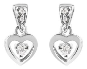 14K White Gold 1/6 Cttw Diamond Dangle Heart Stud Earrings (H-I, SI2-I1)
