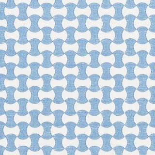 Schumacher Nolita Embroidery Fabric in Chambray For Sale