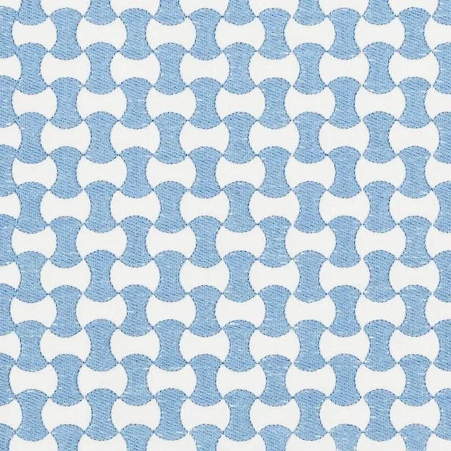 Schumacher Nolita Embroidery Fabric in Chambray For Sale