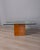 Coffee table with root base and gilded brass supports, transparent glass top, Italian design, 1970s.