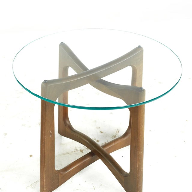 Adrian Pearsall Mid Century Walnut and Glass Side Tables - Pair For Sale - Image 10 of 12