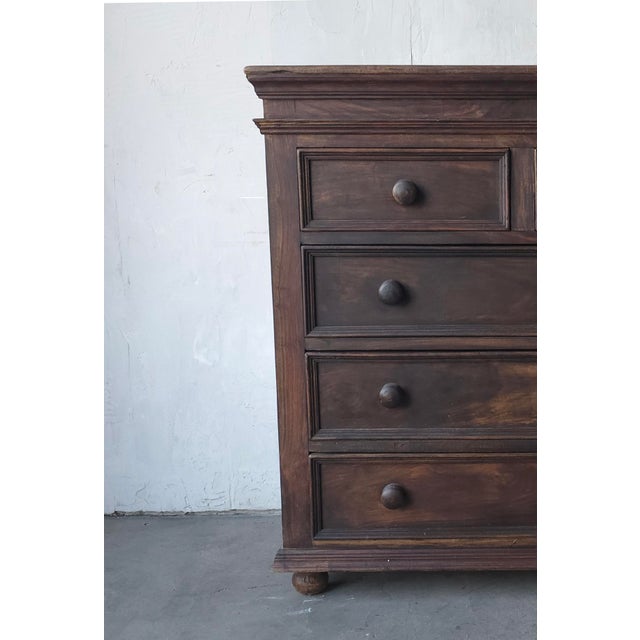 1970s Large Rustic European Dark Wood 5 Drawer Dresser For Sale - Image 5 of 9
