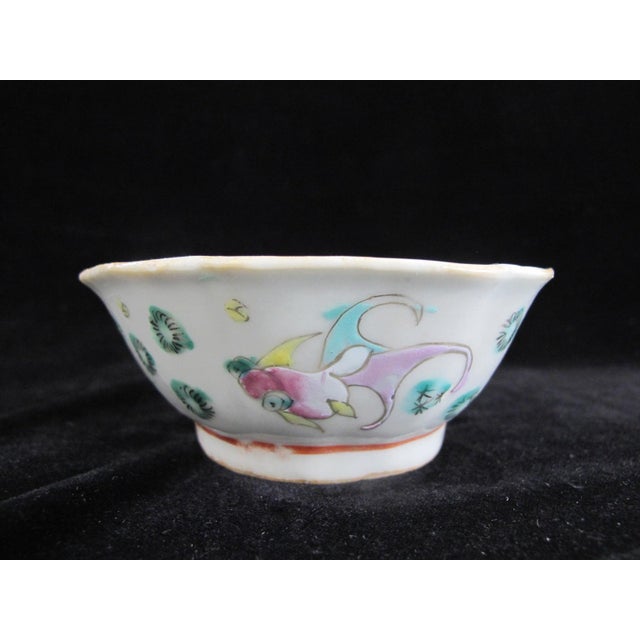 Chinese Chinese Porcelain Enamel Koi Fish & Flower Turquoise Center Nyonya Bowl For Sale - Image 3 of 6