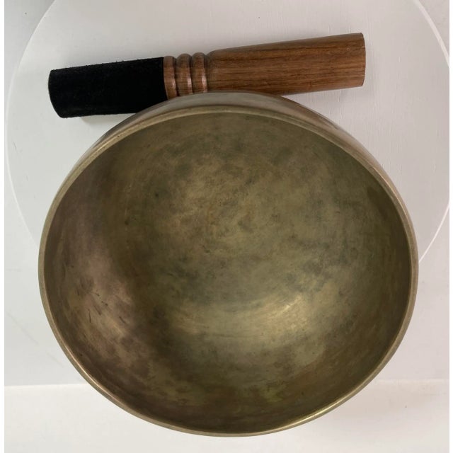 Large Hammered Brass Singing Bowl Nepal 1950s For Sale - Image 11 of 12