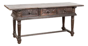 Late 18th Century Spanish Oak Three Drawer Console Table