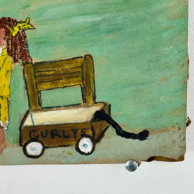 1920s Vintage Original Outsider Folk Art Black Americana Painting on Paper Depicting Family at Home For Sale - Image 5 of 6