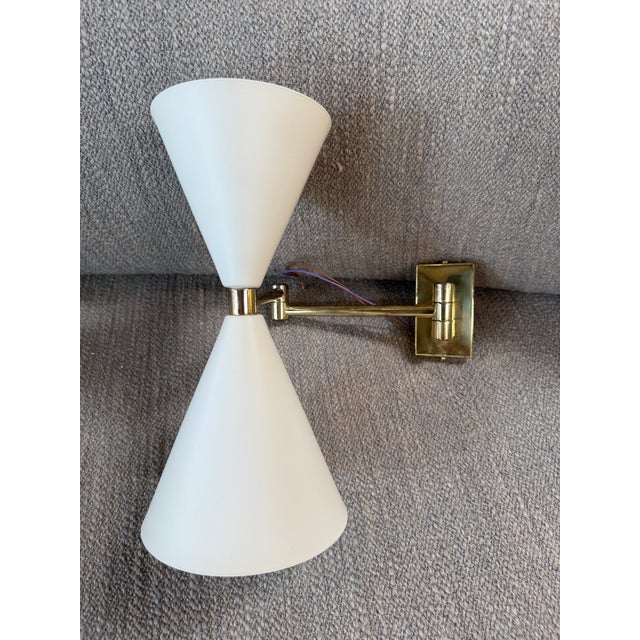 1960s 1960s Mid-Century Modern Brass Double Cone Wall Sconces - a Pair For Sale - Image 5 of 5