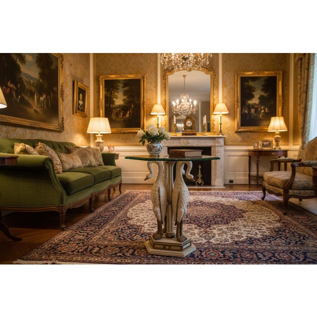 Vintage Mid-Century Italian Neoclassical Hand-Carved Giltwood Swan Accent Table For Sale - Image 9 of 9