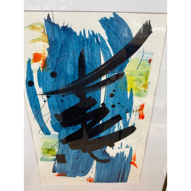 Isabel Wyatt Blue Swoosh Original Painting, Signed For Sale - Image 11 of 12