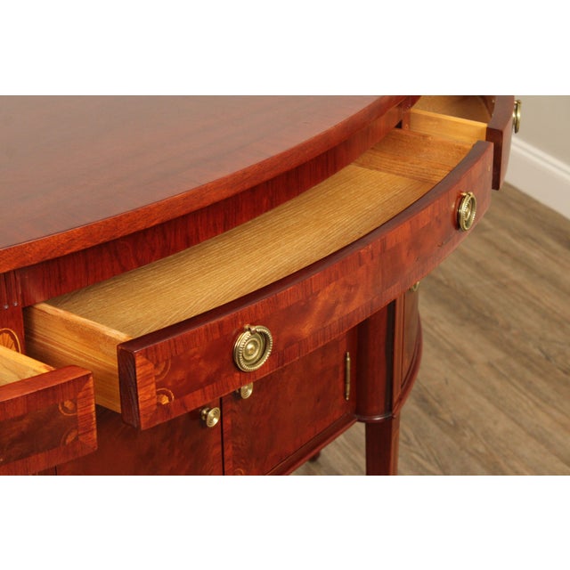 Hepplewhite Style Banded Mahogany Demilune Sideboard For Sale - Image 4 of 18