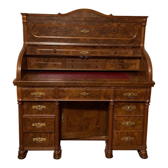 Museum-Style Victorian Roll-Top Desk — Secret Compartments, Letter Slots, Storage Galore For Sale