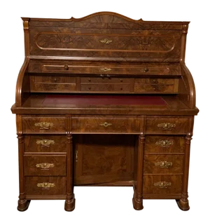 Museum-Style Victorian Roll-Top Desk — Secret Compartments, Letter Slots, Storage Galore