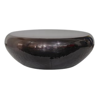 Pasargad Home Helios Drumm Shape Coffee Table, Black For Sale