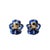 Metal Vintage 14k Yellow Gold Pansy Flower Stud Earrings With Blue Enamel and Diamonds, A Pair For Sale - Image 7 of 9
