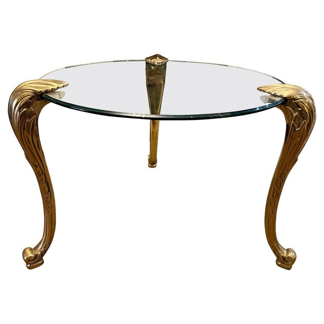 French Brass and Glass Gueridon Table, 1970 For Sale - Image 9 of 9