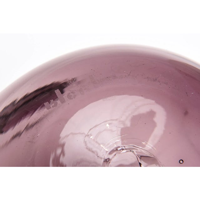 Vintage Rare Wayne Husted for Blenko Signed Purple Nipple Apendage Vase For Sale - Image 9 of 13