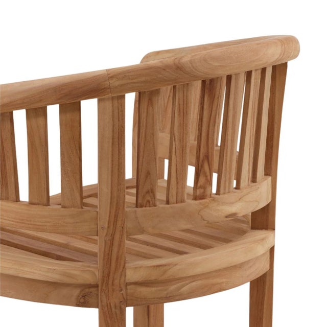 2020s Outdoor Slatted Teak Horseshoe Chair For Sale - Image 5 of 6