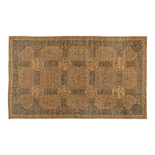 Fine Antique Persian Kirman Handmade Wool Rug For Sale