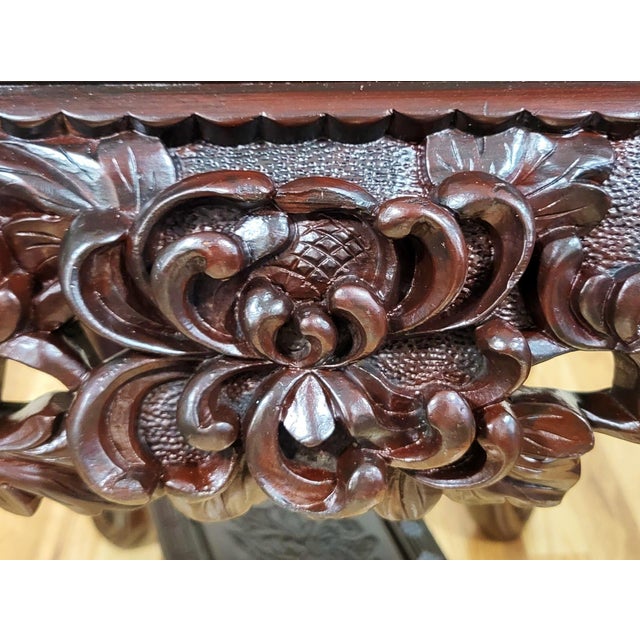 Wood Antique Japanese Carved Lotus Flower Pedestal Table Plant Stand For Sale - Image 7 of 12