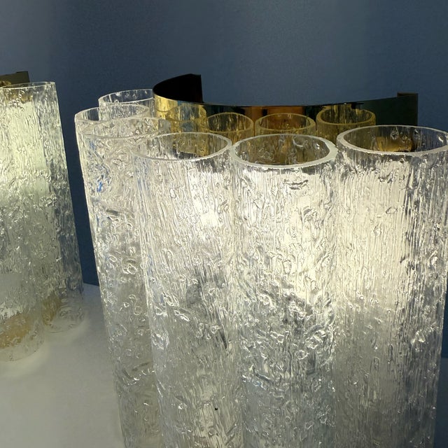 Mid-Century Space Age Ice Glass Ceiling Lamp and Wall Lamps from Doria Leuchten, Germany, 1960s, Set of 3 For Sale - Image 13 of 18