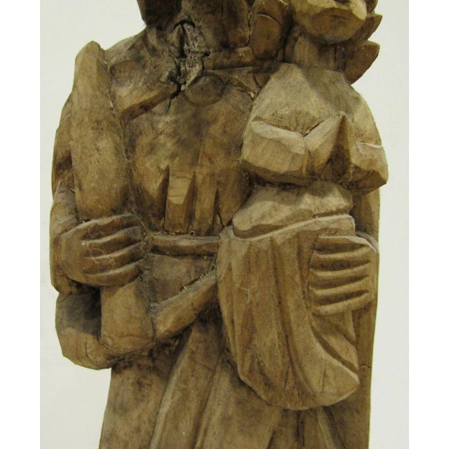 Antique 18th Century Tall Carved Wood Madonna and Child Statue For Sale - Image 10 of 12