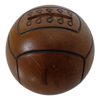 German Wooden Football Money Box with Key, 1930s For Sale