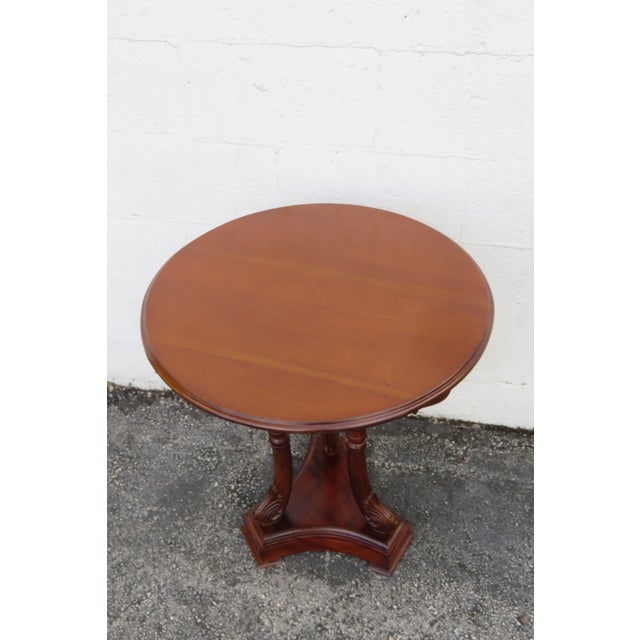 Carved Swan Round Solid Mahogany Side End Table 6173 For Sale - Image 11 of 12