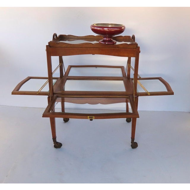 French French Walnut Trolly Cart Display Lift Off Serving Tray Dessert Stand Side Table For Sale - Image 3 of 12