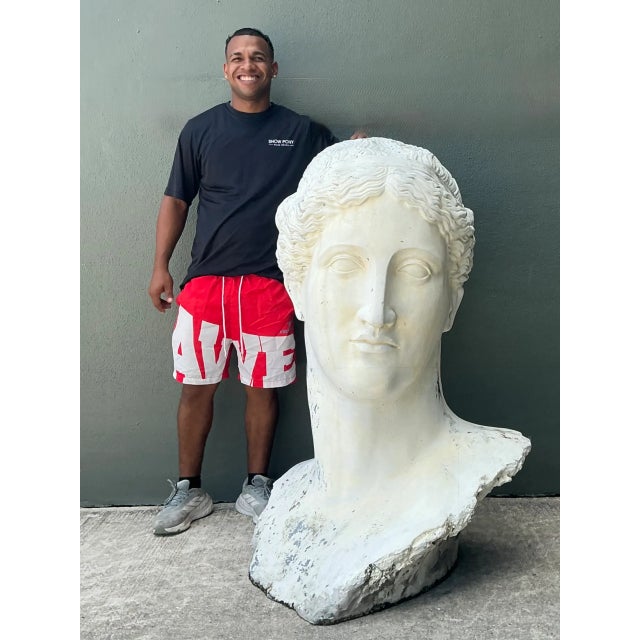 Vintage Monumental Fiberglass Roman Goddess Head Sculpture For Sale - Image 10 of 12