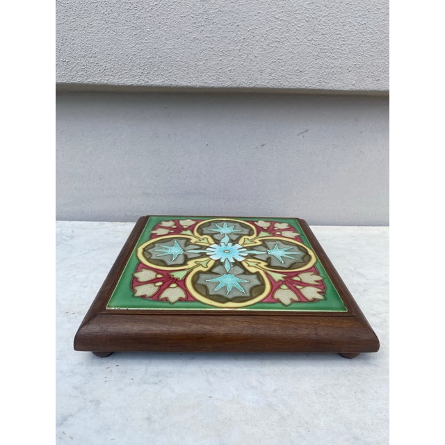 Art Nouveau Art Nouveau Majolica Trivet Circa 1900 For Sale - Image 3 of 5