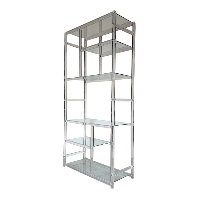 1960s Charles Hollis Jones–Style Six-Tier Lucite & Glass Étagère For Sale