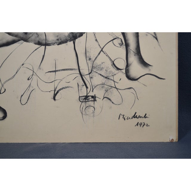 László Mindszenti, Figure, Ink on Paper on Cardboard, 1972 For Sale - Image 3 of 15