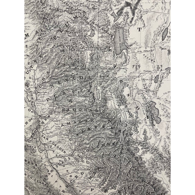 Paper 1970s Britton & Reys Map of the State of California Print, After George H. Goddard Survey, Detailed Topographical Map Reprint For Sale - Image 7 of 8