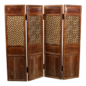 Vintage Chinese Four-Panel Floor Screen Room Divider