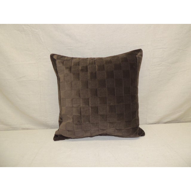 Brown Check-Pattern Square Decorative Pillow from Portugal 18 X 18 Cotton velvet Double sided. button closure....